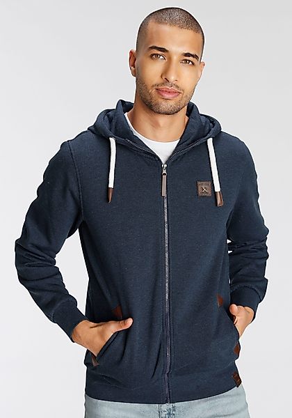 AJC Kapuzensweatjacke mit Lederappltikationen an den günstig online kaufen