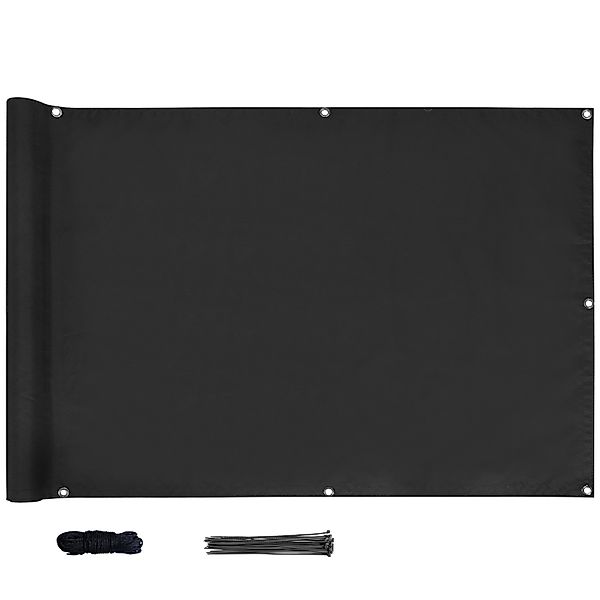CCLIFE Balkon Sichtschutz Wetterfest Blickdicht 75x600cm Schwarz günstig online kaufen