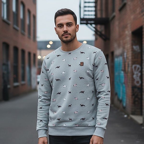 naketano Rundhalspullover mit Pferdemuster günstig online kaufen