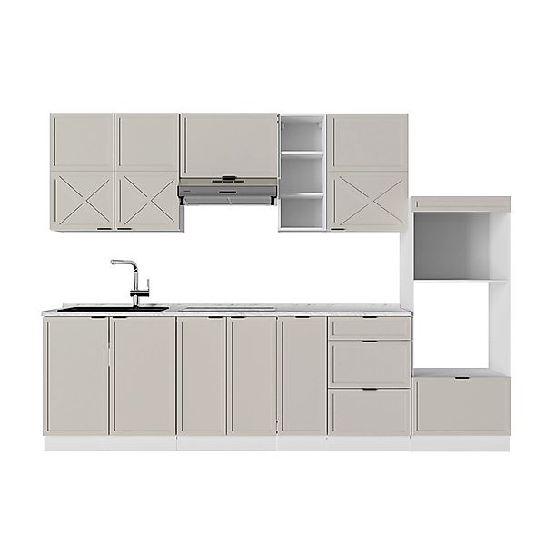 Vicco Fame-Line Küchenzeile GrauBeige/Weiß 280 cm ohne Arbeitsplatte günstig online kaufen