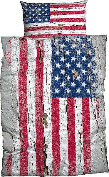CASATEX Bettwäsche "Stars & Stripes" 2 Stk. mit Flagge günstig online kaufen