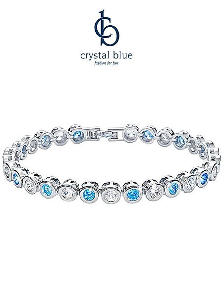 crystal blue Tennisarmband Facetteschliff Zirkonia Kristalle Klappverschluß günstig online kaufen