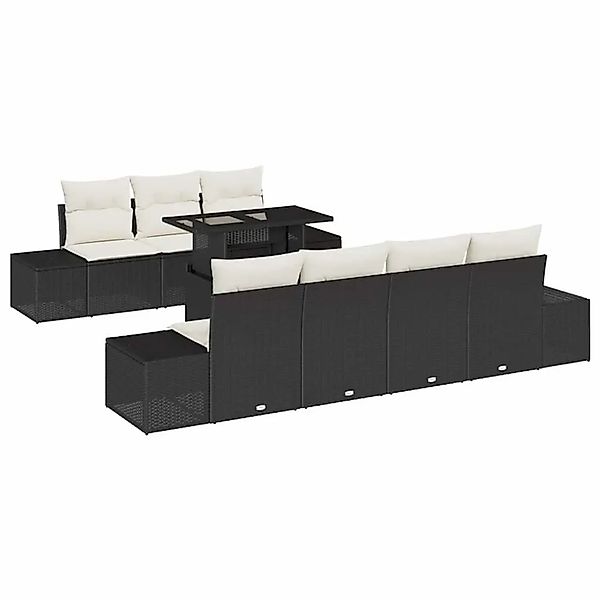 vidaXL Sofa Set mit Kissen 8-Tlg Schwarz und Creme Poly-Rattan 3349123 günstig online kaufen