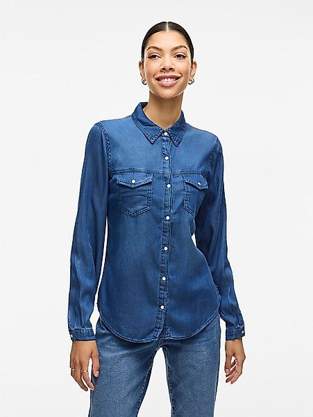 Vila Jeansbluse VIBISTA in leichter Used-Waschung günstig online kaufen