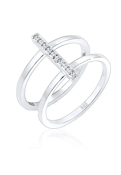 Elli Fingerring "Doppelring Geo Kristalle 925er Silber" günstig online kaufen