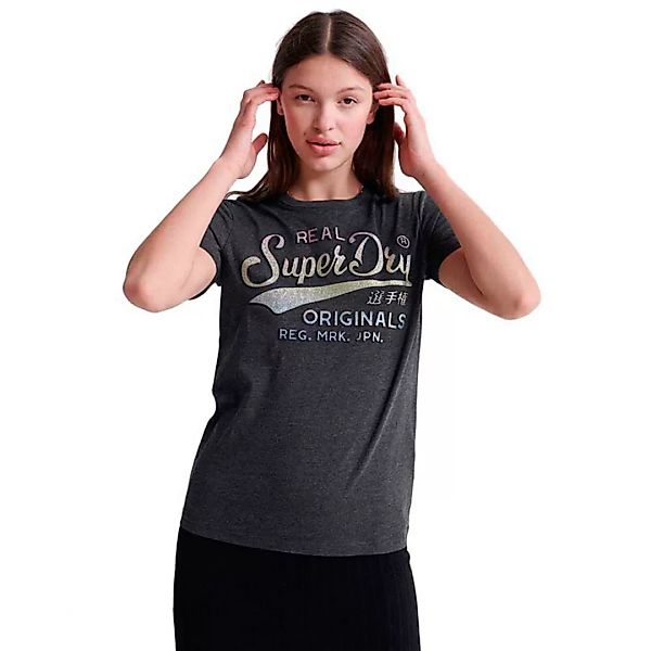 Superdry Real Original Glitter Embossed Kurzarm T-shirt 2XS Charcoal Marl günstig online kaufen