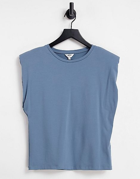 Object – Jeanette – Jersey-Oberteil in Blau mit Kappärmeln günstig online kaufen