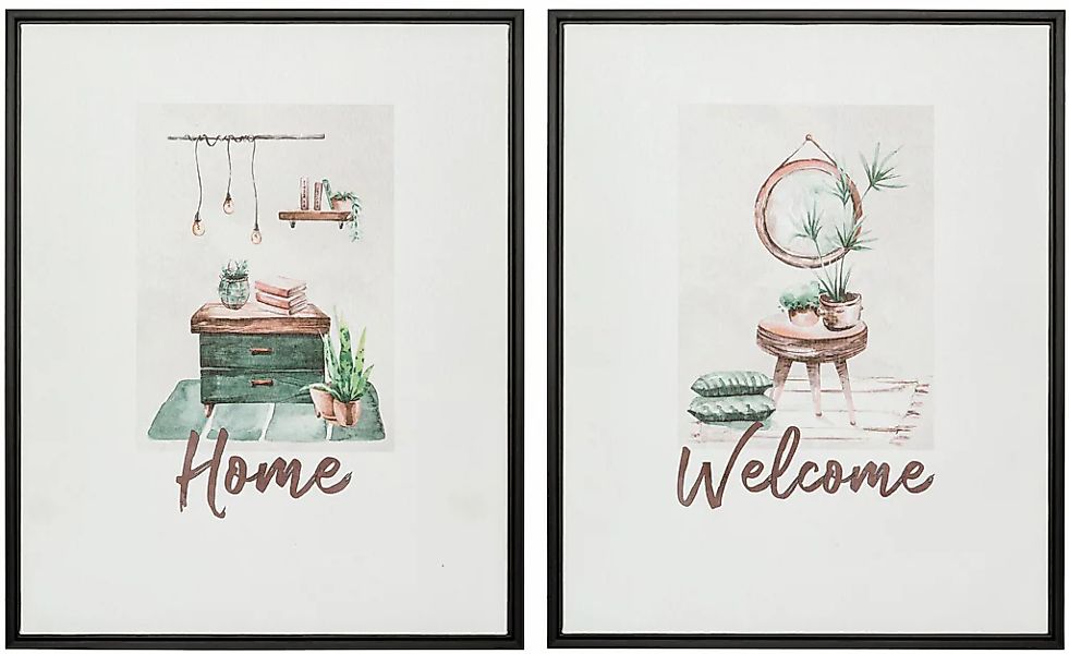 Creativ home Bild mit Rahmen "Deko-Bild Home & Welcome" 2 Stk. tlg. günstig online kaufen