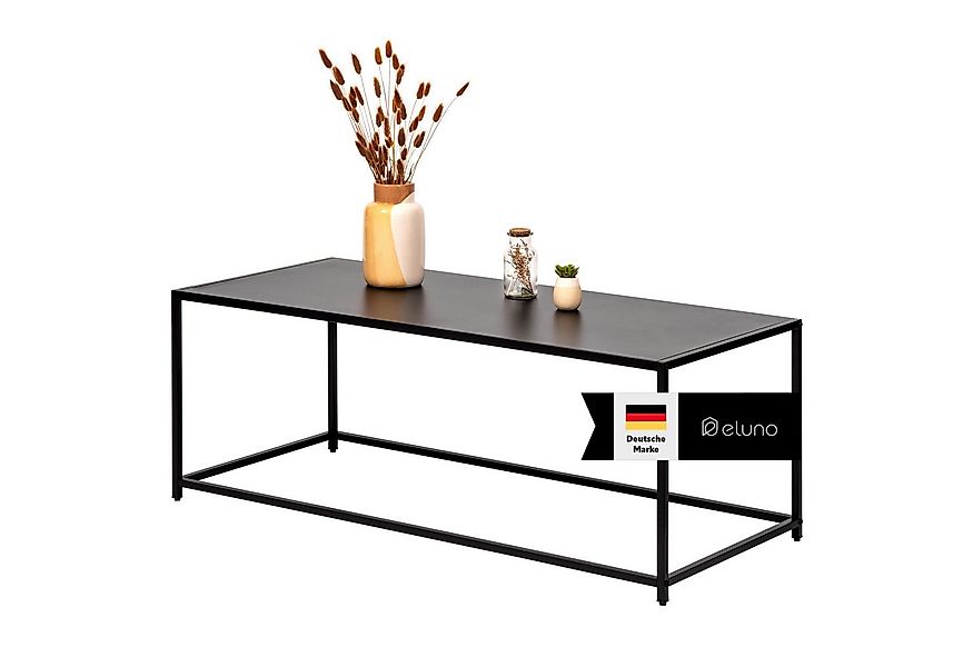 eluno Couchtisch im Industrie-Design aus schwarzem Metall 110 x 41 x 50 cm günstig online kaufen