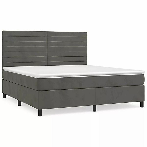 vidaXL Boxspringbett mit Matratze Dunkelgrau 180x200 cm Samt1537934 günstig online kaufen