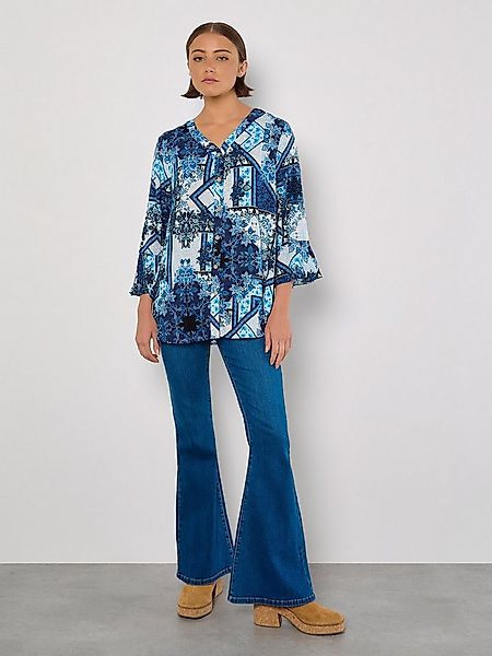 Apricot Hemdbluse Bluse mit Schaldruck mit Trompetenarmen günstig online kaufen