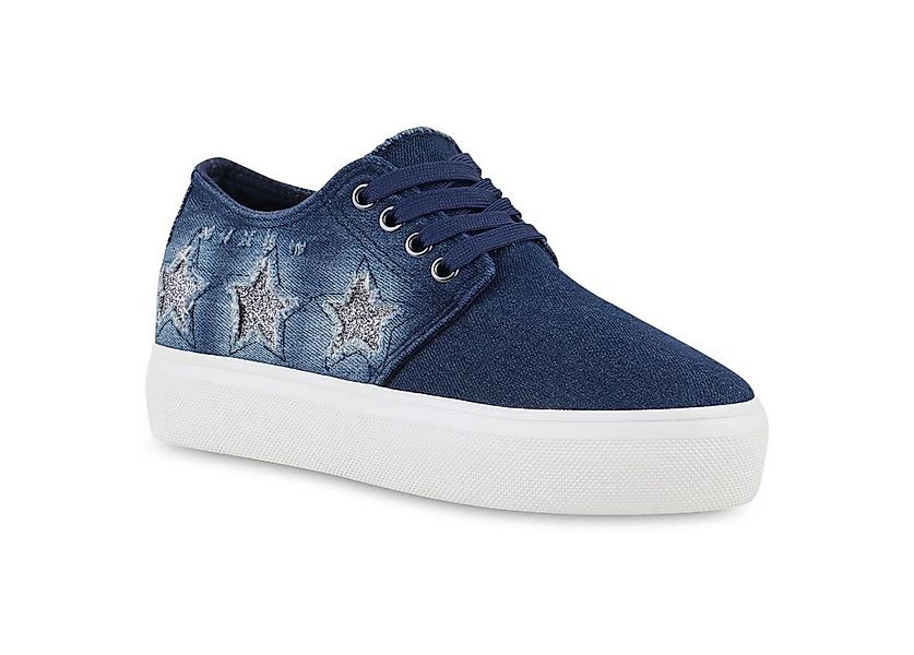 VAN HILL 816205 Plateausneaker Damen Denim Plateau Sneaker Metallic Sterne günstig online kaufen