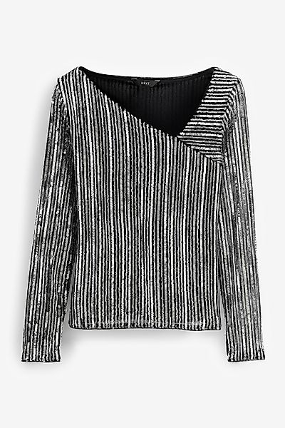 Next Paillettenshirt Asymmetrisches Langarmtop Pailletten, Kurzgröße günstig online kaufen