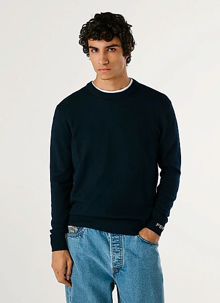 Pepe Jeans Strickpullover "ANDRE CREW NECK" mit Rundhals, Logo-Jacquard günstig online kaufen