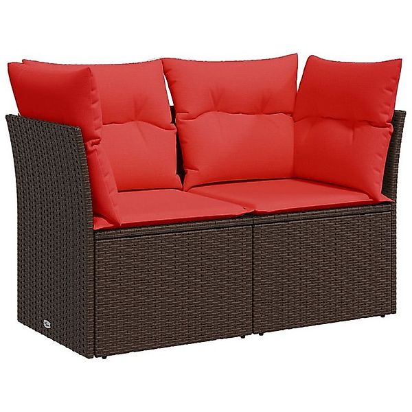 vidaXL Loungesofa Gartensofa mit Kissen 2-Sitzer Braun Poly Rattan, 1 Teile günstig online kaufen