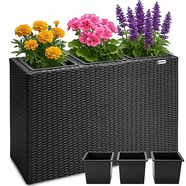 Polyrattan Blumentopf Schwarz 83x30,5x60cm günstig online kaufen