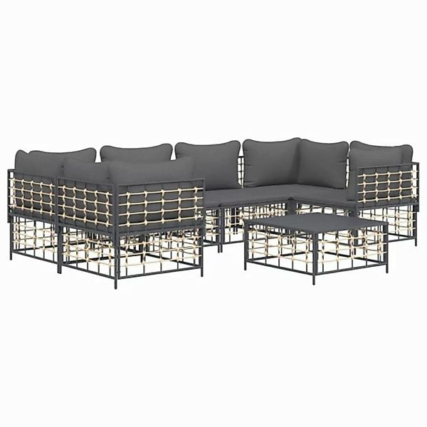 Vidaxl 7-tlg. Garten-lounge-set Mit Kissen Anthrazit Poly Rattan günstig online kaufen