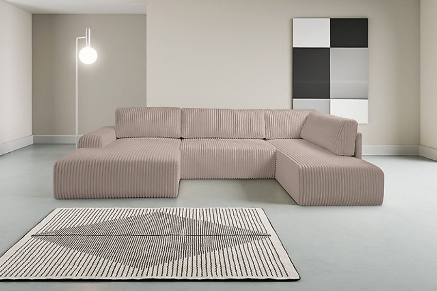 WERK2 Wohnlandschaft »Rotterdam-U, U-Form, in kuschelweichem Cord oder Brei günstig online kaufen