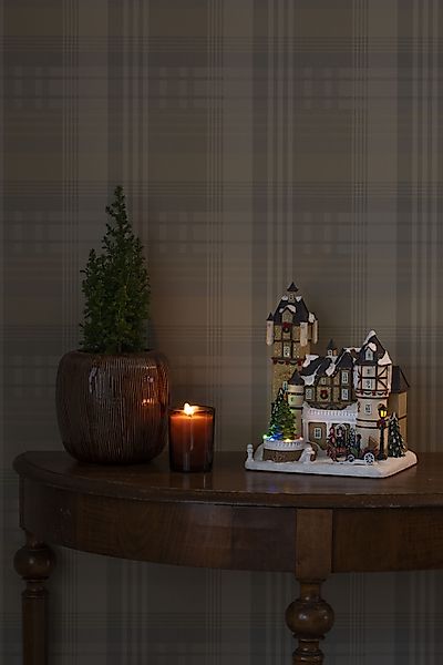 KONSTSMIDE Weihnachtsfigur »Weihnachtsdeko«, LED Fiberoptikhaus m. Burgszen günstig online kaufen
