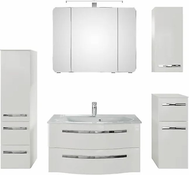 Saphir Badmöbel-Set »Serie 4005, vormontiert, Glaswaschbecken, Spiegelschra günstig online kaufen