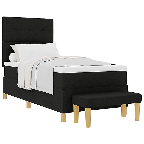 vidaXL Bett Boxspringbett mit Matratze & Bank Schwarz 100x200 cm Stoff (2-t günstig online kaufen