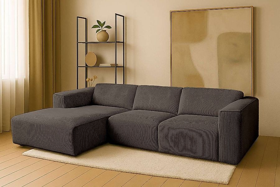 Home affaire Ecksofa "Noord mit Kedernaht, Breite 281 cm, L-Form" Cord, Str günstig online kaufen