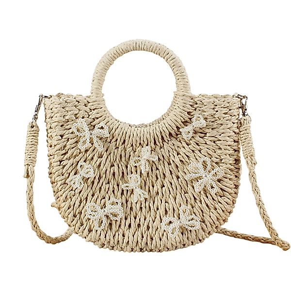 Refttenw Strandtasche Damen Stroh-Tragetasche,Handtasche mit Schleife,Bohem günstig online kaufen