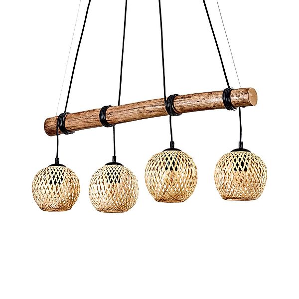 hofstein Pendelleuchte Hängelampe aus Metall/Holz/Bambus in günstig online kaufen
