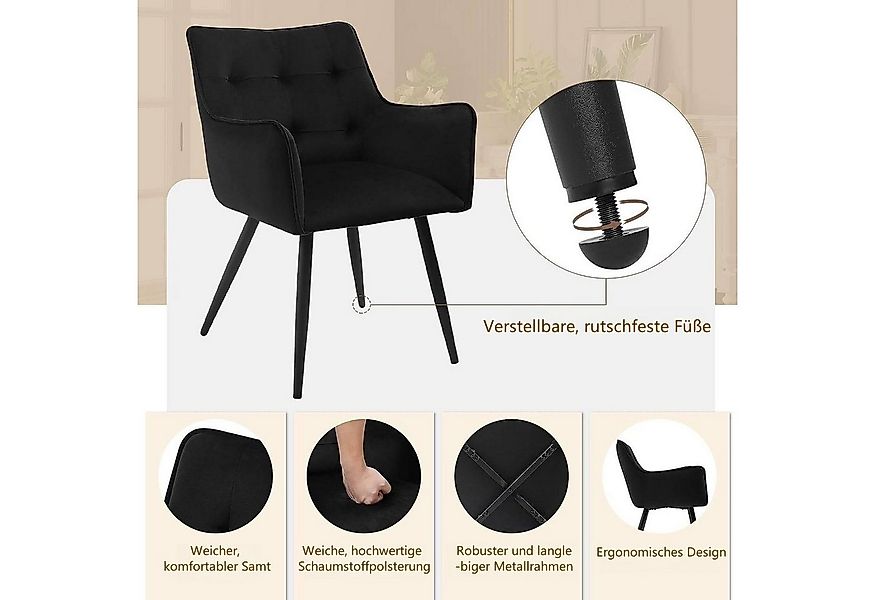 Woltu 4-Fußstuhl (Set, 6 St), mit Armlehnen Rückenlehne Metallbeinen günstig online kaufen