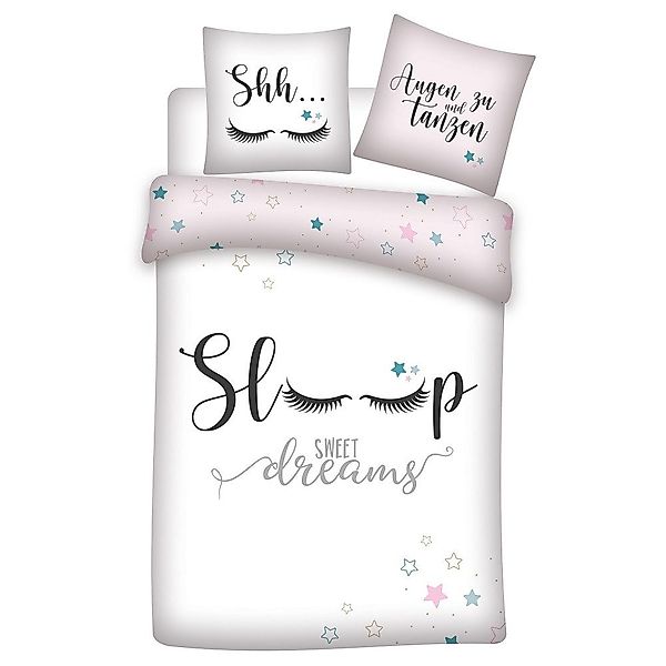 Familando Kinderbettwäsche "Sleep" Sweet Dreams Rosa günstig online kaufen