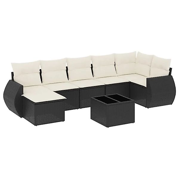 vidaXL 8-Tlg Garten-Sofagarnitur mit Kissen Schwarz Poly Rattan 3221685 günstig online kaufen