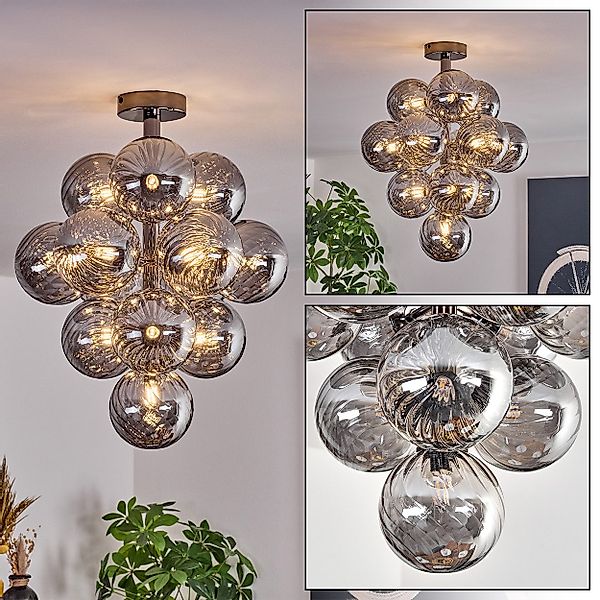 hofstein Deckenleuchte Deckenlampe aus Metall/Riffelglas in günstig online kaufen