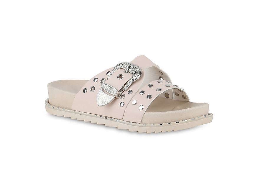 VAN HILL 840995 Pantolette Damen Pantoletten Sandalen Nieten Schnallen Prof günstig online kaufen