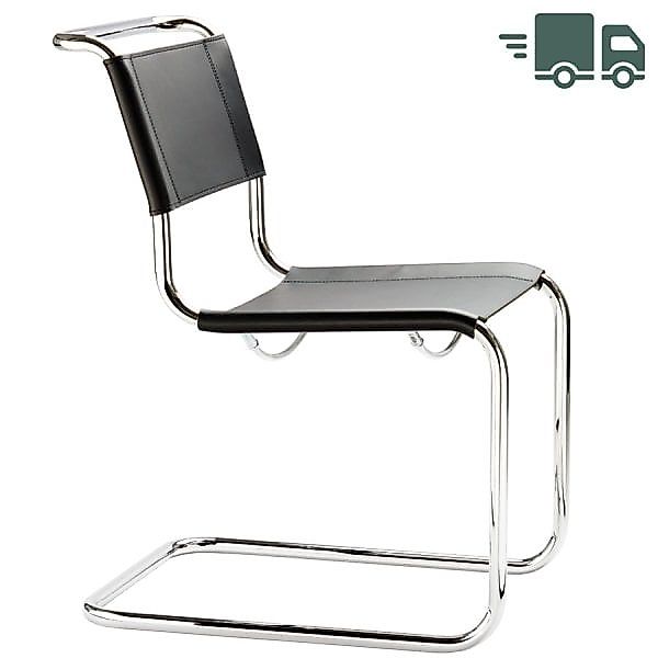 THONET Stahlrohr-Freischwinger S 33 | Sitz und Rücken Kernleder schwarz | G günstig online kaufen