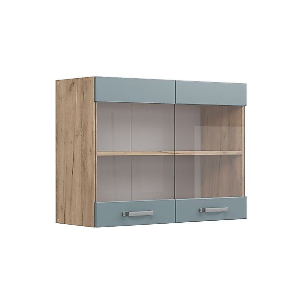 Vicco Glashängeschrank R-Line, Blau-Grau/Goldkraft Eiche, 80 günstig online kaufen