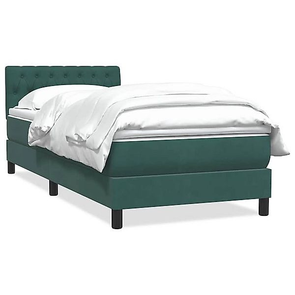 vidaXL Boxspringbett, Boxspringbett mit Matratze Dunkelgrün 90x220 cm Samt günstig online kaufen