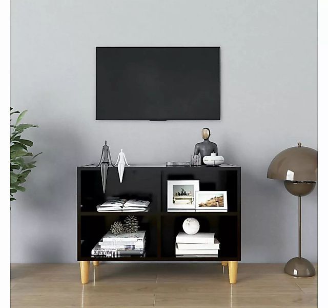 furnicato TV-Schrank mit Massivholz-Beinen Schwarz 69,5x30x50 cm günstig online kaufen