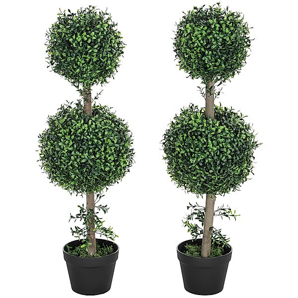 HOMCOM Künstlicher Buchsbaum 2er-Set groß 91,6 cm künstliche Pflanzen im To günstig online kaufen