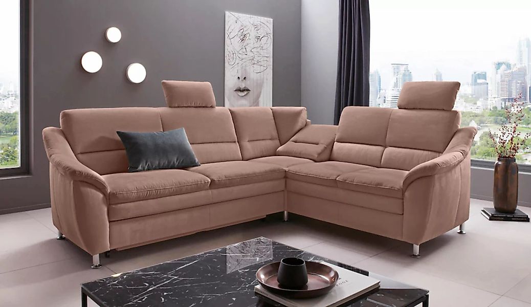 Places of Style Ecksofa "Cardoso L-Form", Federkern, wahlweise mit Bett, Sc günstig online kaufen