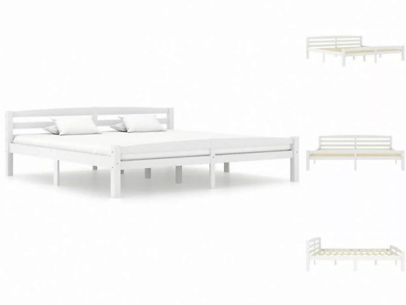 vidaXL Bettgestell Massivholzbett Weiß Kiefer 200x200 cm Doppelbett Bett Be günstig online kaufen