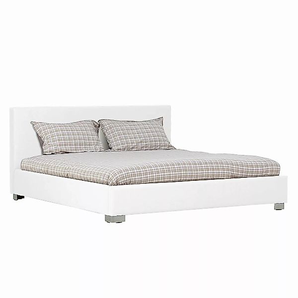 home24 Fredriks Polsterbett Aralia I 160x200 cm Echtleder Weiß mit Bettkast günstig online kaufen