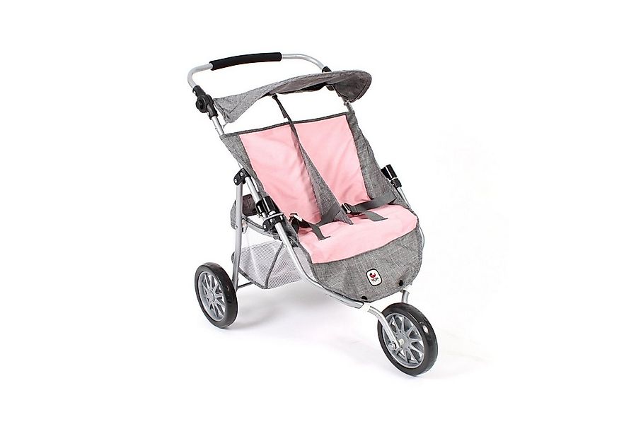 CHIC2000 Puppenwagen 697 15 Zwillings-Jogger, Melange grau-rosa günstig online kaufen