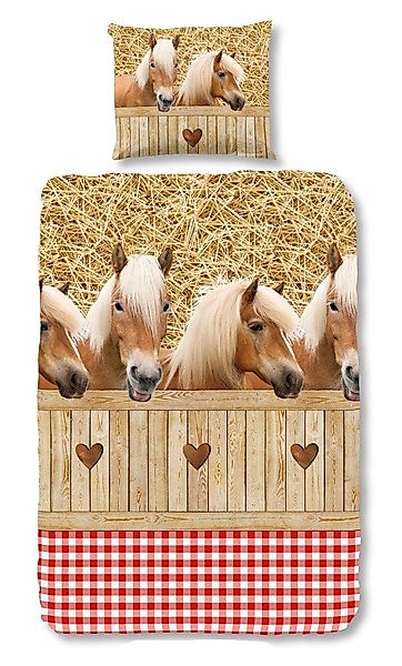 good morning Kinderbettwäsche Horses 5058 Sand, günstig online kaufen