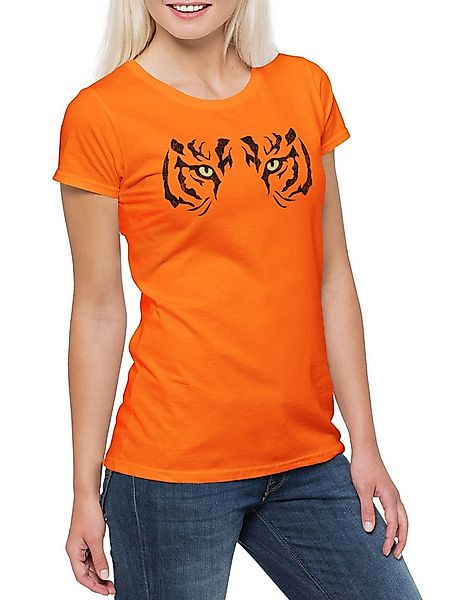Urban Backwoods Print-Shirt Tiger Eyes Damen T-Shirt Augen Eye Auge Tattoo günstig online kaufen
