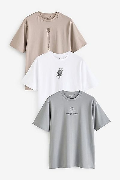 Next Print-Shirt 3er-Pack T-Shirts mit Rückengrafik, Japan (3-tlg) günstig online kaufen