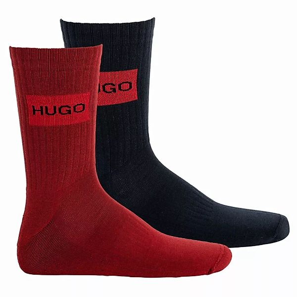 HUGO Herren Socken 2er Pack - Kurzsocken, QS RIB LABEL CC Rot/Schwarz EU 39 günstig online kaufen