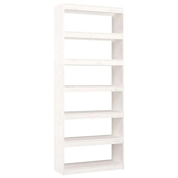 vidaXL Bücherregal/Raumteiler Weiß 80x30x199,5 cm Massivholz Kiefer 808204 günstig online kaufen