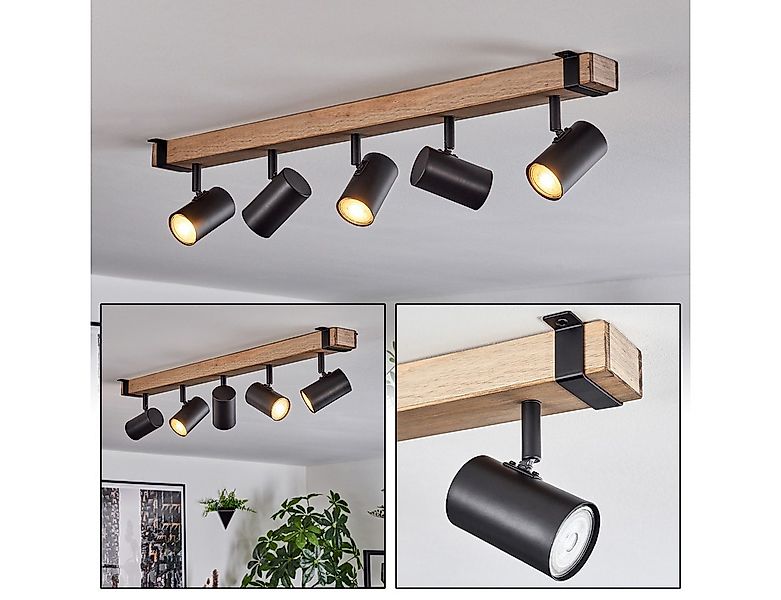 hofstein Deckenleuchte Deckenlampe aus Metall/Holz in Schwarz/Naturfarben, günstig online kaufen