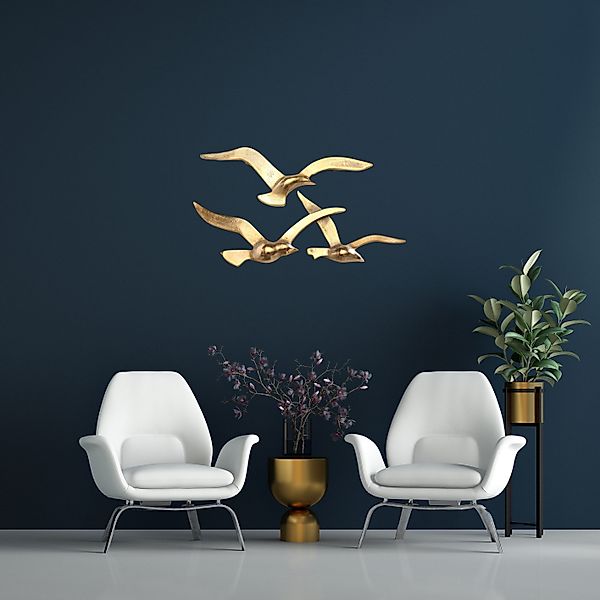 MF Wanddekoobjekt Goldene Möwen Wanddeko Set, günstig online kaufen
