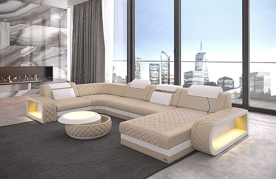 Sofa Dreams Wohnlandschaft Ledercouch Sofa Leder Berlin U Form Ledersofa, C günstig online kaufen